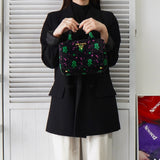 プラダ カナパ パイル 花柄 2way ハンドバッグ ショルダーバッグ ブラック - NEWSED