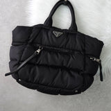 プラダ ナイロン キルティング 2way ハンドバッグ ショルダーバッグ トライアングルロゴ ブラック - NEWSED