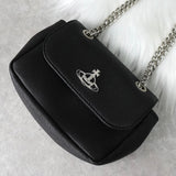 ヴィヴィアン ウエストウッド オーブ ヴィーガンレザー チェーン ミニ ショルダーバッグ 2way ポシェット シルバー ブラック - NEWSED