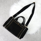 プラダ カナパ ビジュー キャンバス 2way ハンドバッグ ショルダーバッグ ブラック - NEWSED