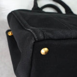 プラダ カナパ ビジュー キャンバス 2way ハンドバッグ ショルダーバッグ ブラック - NEWSED