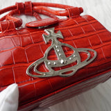 ヴィヴィアン ウエストウッド オーブ パテントレザー チェーンショルダー 2way ハンドバッグ ショルダーバッグ レッド - NEWSED