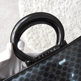 セリーヌ マカダム エナメル/レザー 2way ハンドバッグ ショルダーバッグ A4収納可 ブラック - NEWSED