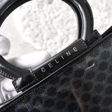 セリーヌ マカダム エナメル/レザー 2way ハンドバッグ ショルダーバッグ A4収納可 ブラック - NEWSED