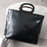 セリーヌ マカダム エナメル/レザー 2way ハンドバッグ ショルダーバッグ A4収納可 ブラック - NEWSED