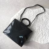 セリーヌ マカダム エナメル/レザー 2way ハンドバッグ ショルダーバッグ A4収納可 ブラック - NEWSED