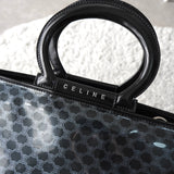 セリーヌ マカダム エナメル/レザー 2way ハンドバッグ ショルダーバッグ A4収納可 ブラック - NEWSED