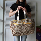 コーチ シグネチャー 2way キャンバス トートバッグ ショルダーバッグ ベージュ F14871 - NEWSED