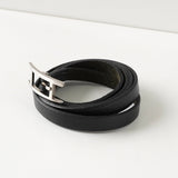 エルメス アピ3 レザー ブレスレット シルバー/ブラック 箱付き - NEWSED