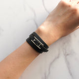 エルメス アピ3 レザー 3連 ブレスレット シルバー / ブラック - NEWSED