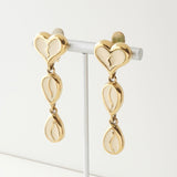 ジバンシィ 3連 ハート ティアドロップ モチーフ GP ゴールド ホワイト イヤリング - NEWSED