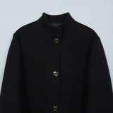 グッチ ホースビット ゴールドボタン マオカラー ウール ロングコート レディース ブラック