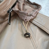 バーバリー ブルーレーベル バッグロゴ ライダースジャケット レザーブルゾン ベージュ