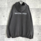 バレンシアガ ヴィンテージ ウォッシュ加工 ロゴ オーバーサイズ フーディー パーカー グレー