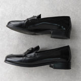 プラダ ブラッシュドレザー ローファー 三角プレート ブラック 35 1/2 - NEWSED