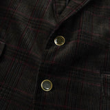 イヴサンローラン ヴィンテージ YSLロゴ ボタン チェック柄 ベロア テーラードジャケット ブラウン