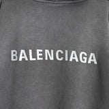 バレンシアガ ヴィンテージ ウォッシュ加工 ロゴ オーバーサイズ フーディー パーカー グレー