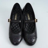 シャネル バレリーナ メリージェーン チャンキーヒール パンプス ブラック 37 1/2C / 24.0cm〜24.5cm - NEWSED