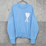 アミパリ アミ パリス ハートロゴ ニット ブルー