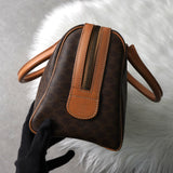 セリーヌ マカダム PVC レザー ミニボストンバッグ ハンドバッグ ブラウン