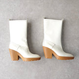 メゾン マルジェラ パテント エナメル レザー ロング ブーツ ホワイト サイズ39 未使用品 - NEWSED