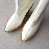 メゾン マルジェラ パテント エナメル レザー ロング ブーツ ホワイト サイズ39 未使用品 - NEWSED