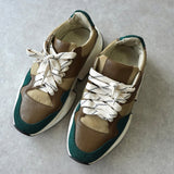 エムエムシックス メゾンマルジェラ レザー スエード 厚底 ダッドスニーカー ブルー / グレー サイズ39.5 - NEWSED