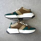 エムエムシックス メゾンマルジェラ レザー スエード 厚底 ダッドスニーカー ブルー / グレー サイズ39.5 - NEWSED