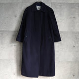 バーバリー ウール ステンカラーコート ネイビー