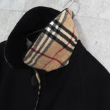 バーバリー ロンドン ノバチェック裏地 カシミア ウール ステンカラーコート レディース ブラック