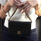 シャネル ココマーク プッシュロック マトラッセ ラムスキン 3way チェーンショルダーバッグ ブラック - NEWSED