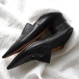 メゾン マルジェラ ポインテッドトゥ レディース ナッパレザー 4ステッチ ナッパレザー ブラック レザー サイズ38 24cm - NEWSED