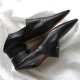 メゾン マルジェラ ポインテッドトゥ レディース ナッパレザー 4ステッチ ナッパレザー ブラック レザー サイズ38 24cm - NEWSED