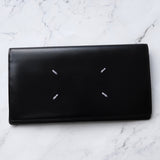 メゾン マルジェラ 4ステッチ 四つタグ カーフレザー 長財布 二つ折り財布 ブラック 箱付き - NEWSED