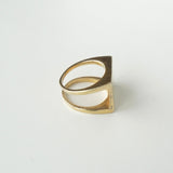 メゾン マルジェラ 4ステッチ スクエア シルバー925 ゴールドプレーテッド シグネットリング 指輪 リング 9.5号 - NEWSED