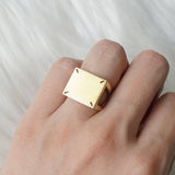 メゾン マルジェラ 4ステッチ スクエア シルバー925 ゴールドプレーテッド シグネットリング 指輪 リング 9.5号 - NEWSED