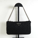 プラダ キルティング トライアングルロゴ テスート ナイロン 2way ショルダーバッグ チェーン ハンドバッグ ブラック
