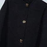 グッチ ホースビット ゴールドボタン マオカラー ウール ロングコート レディース ブラック