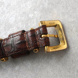 ロエベ アナグラム クロコ レザー ベルト ブラウン レディース