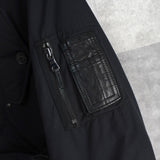 ポロ バイ ラルフローレン レザー切り替え フーデッド 中綿ジャケット コート ブラック