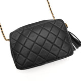 シャネル マトラッセ カーフスキン フリンジチェーン ショルダーバッグ ブラック 箱付き