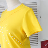 クレージュ ロゴ スポーティー生地 Tシャツ 半袖トップス イエロー レディース