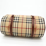 バーバリー ノバチェック PVC / レザー ドラムバッグ ハンドバッグ ベージュ レディース