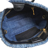 ミュウミュウ マテラッセ デニム / レザー 2way ハンドバッグ ショルダーバッグ ブルー / ブラック