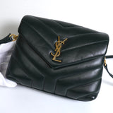サンローラン YSLロゴ ルル レザー ショルダーバッグ グリーン