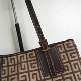 ジバンシィ 4Gロゴ キャンバス レザー ショルダーバッグ トートバッグ ブラウン - NEWSED