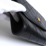 シャネル ココマーク プッシュロック マトラッセ ラムスキン チェーン ショルダーバッグ ブラック