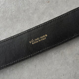 セリーヌ ヴィンテージ サルキー 輪馬車 GP バックル クロコ レザー ベルト ブラック / ゴールド レディース