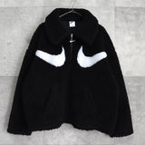 ナイキ ビッグ スウッシュロゴ ボアジャケット ブラック