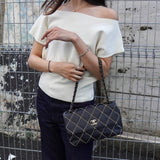 シャネル ココマーク ワイルドステッチ カーフスキン 2way チェーンショルダーバッグ ハンドバッグ ブラック